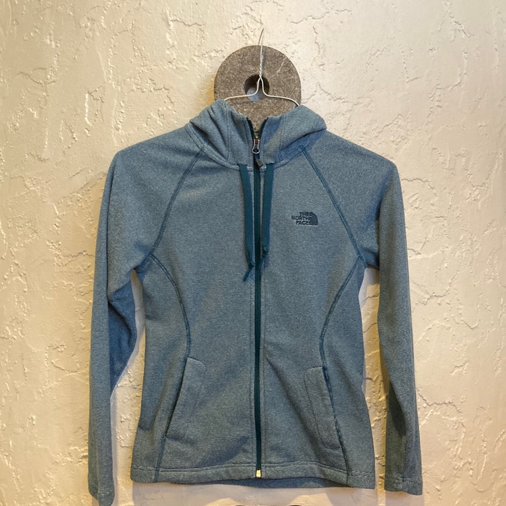 North Face blue zip up hoodie